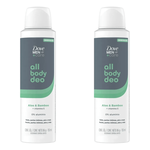 Kit com 2 Unidades de Desodorante Corporal Aerosol Dove Men All Body Deo Aloe & Bamboo 150ml Kit com 2 Unidades de Desodorante Corporal Aerosol Dove Men All Body Deo Aloe & Bamboo 150ml
