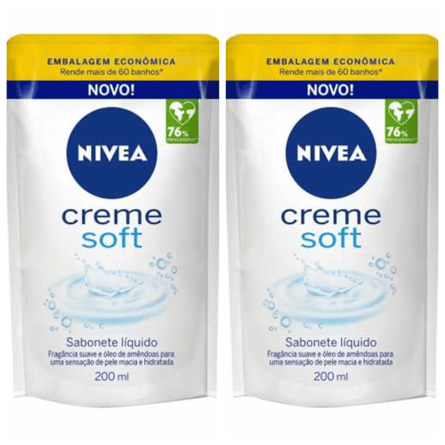 Kit com 2 Unidades de Nivea Creme Soft Refil Sabonete Líquido 200ml Kit com 2 Unidades de Nivea Creme Soft Refil Sabonete Líquido 200ml