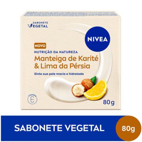 Kit com 3 Unidades de NIVEA Sabonete Vegetal Nutrição Da Natureza Manteiga De Karité & Lima Da Pérsia 80g
