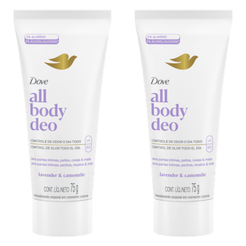 Kit com 2 Unidades de Desodorante em Creme Dove All Body Deo Lavender Camomile 75G