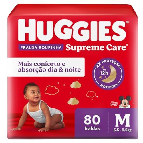 Kit com 3 Unidades de Fralda Descartável Infantil Huggies Supreme Care Pants M Pacote 80 Unidades Kit com 3 Unidades de Fralda Descartável Infantil Huggies Supreme Care Pants M Pacote 80 Unidades