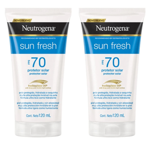 Kit com 2 Unidades de Neutrogena Sun Fresh Protetor Solar FPS 70 120 Ml Kit com 2 Unidades de Neutrogena Sun Fresh Protetor Solar FPS 70 120 Ml