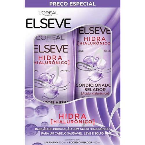 Kit Shampoo Hidra Hialurônico Elseve 375ml + Condicionador 170ml Kit Shampoo Hidra Hialurônico Elseve 375ml + Condicionador 170ml