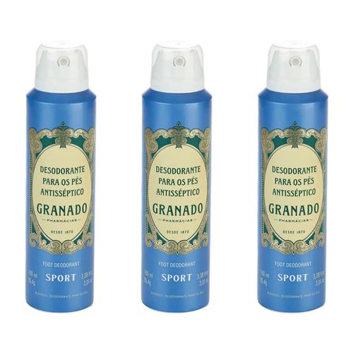 Kit com 3 Unidades de Desodorante Para Pés Granado Sport 100ml Kit com 3 Unidades de Desodorante Para Pés Granado Sport 100ml