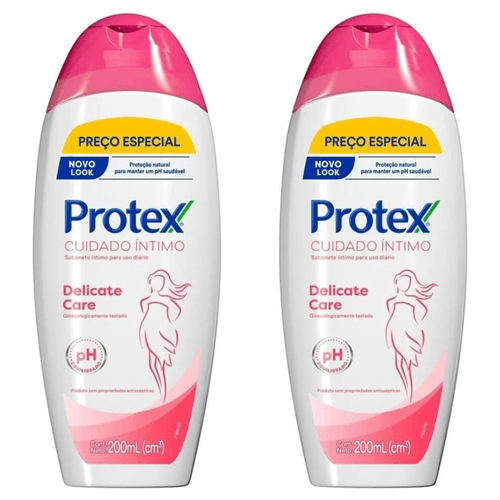Kit com 2 Unidades de Sabonete Íntimo Protex Cuidado Íntimo Delicate Care 200ml