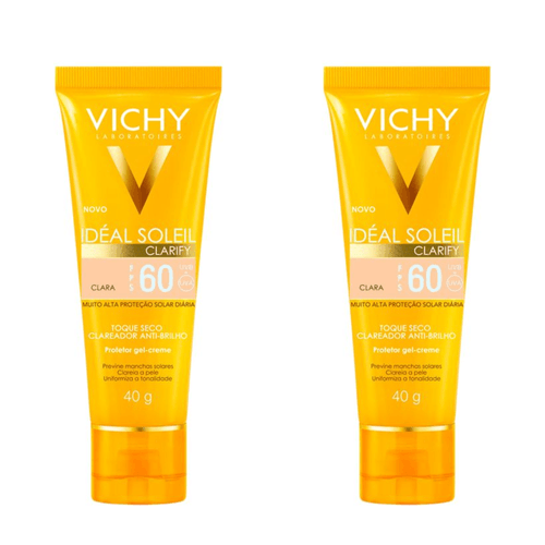 Kit com 2 Unidades de Protetor Solar Vichy Ideal Soleil Clarify FPS60 Clara 40g