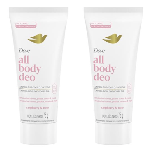 Kit com 2 Unidades de Desodorante Creme Raspberry & Rose Dove All Body Deo 75g Kit com 2 Unidades de Desodorante Creme Raspberry & Rose Dove All Body Deo 75g