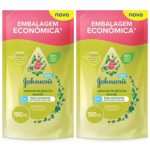 Kit com 2 Unidades de Sabonete Líquido Johnson Johnson Baby Lavanda Refil 180ml