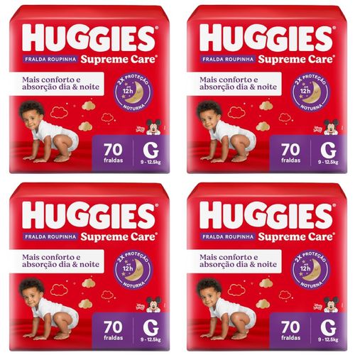 Kit com 4 Unidades de Fralda Roupinha Huggies Supreme Care G 30 Unidades cada Kit com 4 Unidades de Fralda Roupinha Huggies Supreme Care G 30 Unidades cada