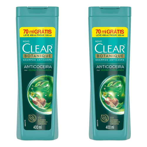 Kit com 2 Unidades de Shampoo Anticaspa Clear 200ml Anticoceira