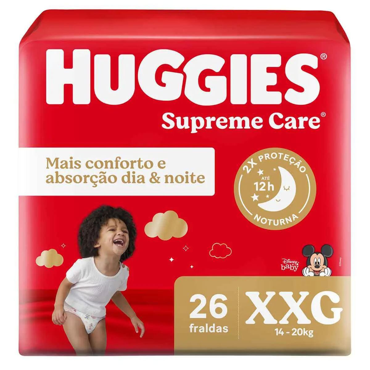 Kit com 3 Unidades de Fralda Descartável Huggies Supreme Care Mega XXG Com 26un