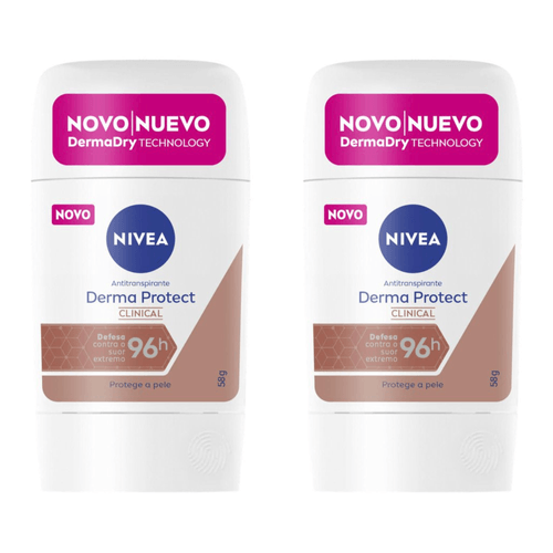 Kit com 2 Unidades de NIVEA Desodorante Stick Derma Protect Clinical 58g Kit com 2 Unidades de NIVEA Desodorante Stick Derma Protect Clinical 58g