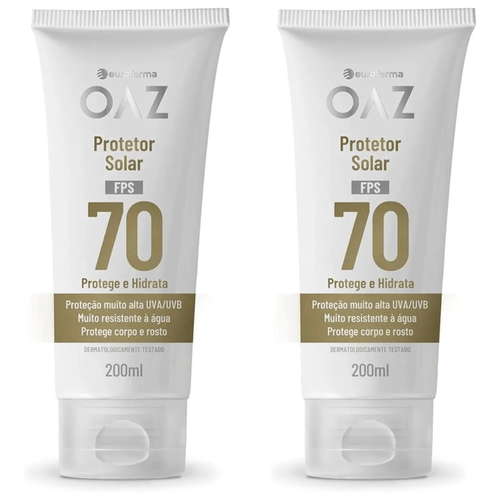 Kit com 2 Unidades de Oaz Protetor Solar para Corpo E Rosto 70fps 200ml