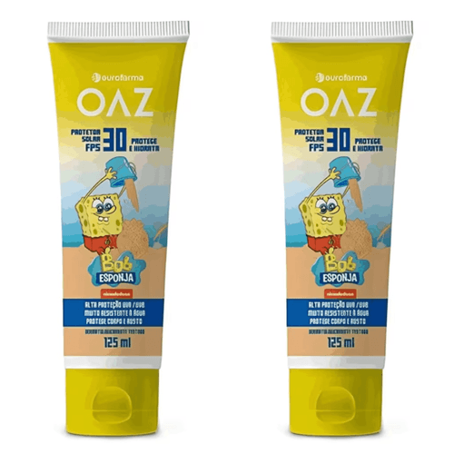 Kit com 2 Unidades de Protetor Solar Creme Bob Esponja FPS30 Oaz 125ml