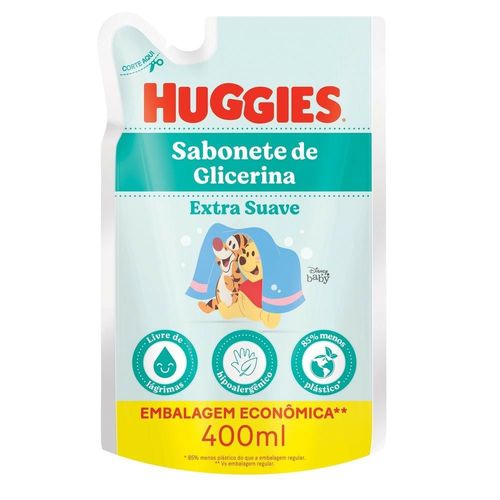 Kit com 3 Unidades de Huggies Refil Sabonete Líquido Glicerina Extra Suave 400ml