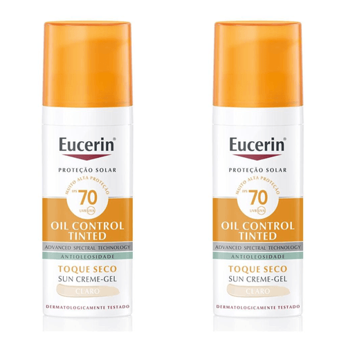 Kit com 2 Unidades de Protetor Solar Facial Eucerin Sun Oil Control Tinted Claro FPS70 50g Kit com 2 Unidades de Protetor Solar Facial Eucerin Sun Oil Control Tinted Claro FPS70 50g