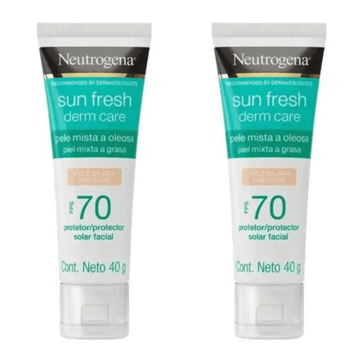 Kit com 2 Unidades de Neutrogena Sun Fresh Protetor Solar Facial Derm Care FPS70 40g Pele Clara Kit com 2 Unidades de Neutrogena Sun Fresh Protetor Solar Facial Derm Care FPS70 40g Pele Clara