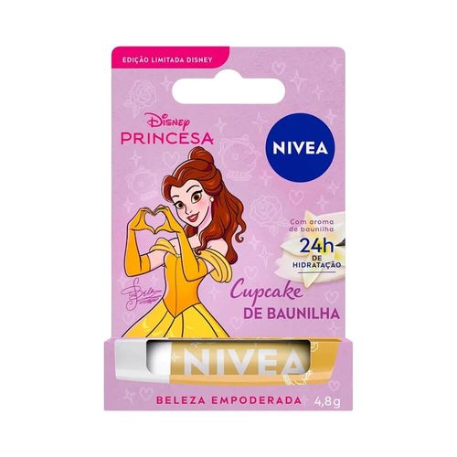 Kit com 3 Unidades de Hidratante Labial Nivea Cupcake de Baunilha Bela Disney Princesa Kit com 3 Unidades de Hidratante Labial Nivea Cupcake de Baunilha Bela Disney Princesa