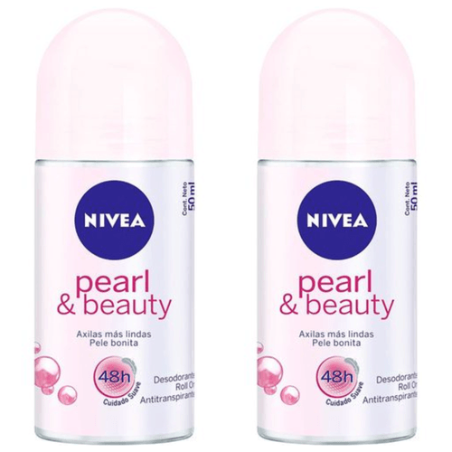 Kit com 2 Unidades de Desodorante Feminino Nivea Pearl Beauty Roll-On 50ml
