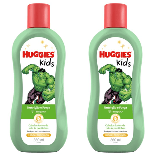 Kit com 2 Unidades de Shampoo Hulk Huggies Kids Nutrição e Força Frasco 360ml Kit com 2 Unidades de Shampoo Hulk Huggies Kids Nutrição e Força Frasco 360ml