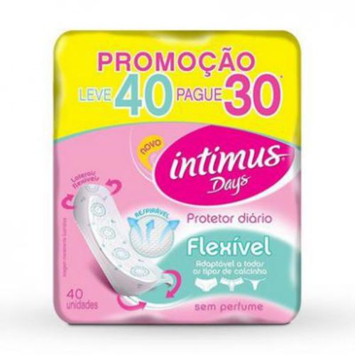 Kit com 2 Unidades de Protetor Diario Intimus Ultra Flexível 40 Unidades Kit com 2 Unidades de Protetor Diario Intimus Ultra Flexível 40 Unidades
