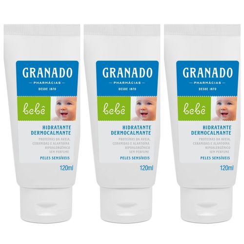 Kit com 3 Unidades de Granado Hidratante Dermocalmante Bebê Peles Sensíveis 120ml