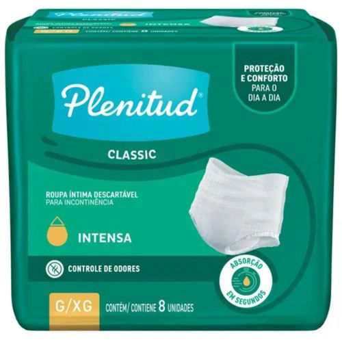 Kit com 3 Unidades de Roupa Íntima Descartável Plenitud Classic G/XG Pacote 8 Unidades Kit com 3 Unidades de Roupa Íntima Descartável Plenitud Classic G/XG Pacote 8 Unidades