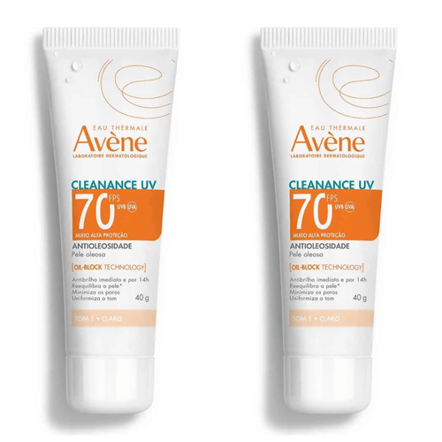 Kit com 2 Unidades de Protetor Solar Facial Cleanance Uv Antioleosidade Tom 1 Claro FPS70 Avène 40g Kit com 2 Unidades de Protetor Solar Facial Cleanance Uv Antioleosidade Tom 1 Claro FPS70 Avène 40g