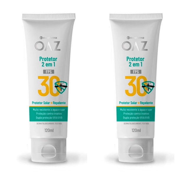 Kit com 2 Unidades de Protetor Solar 2 Em 1 Oaz Fps30 Repelente Com 120ml