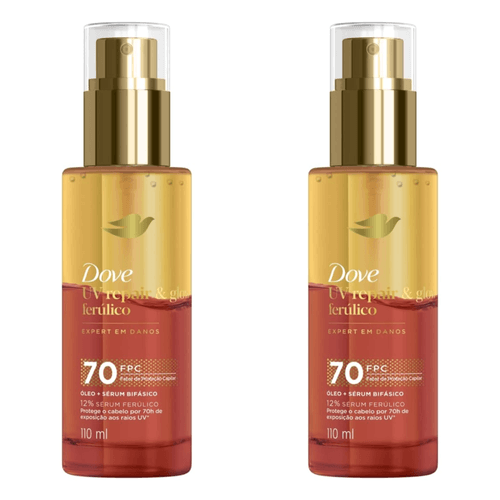 Kit com 2 Unidades de Dove Óleo E Sérum Bifásico Uv Repair & Glow + Ferúlico 110ml