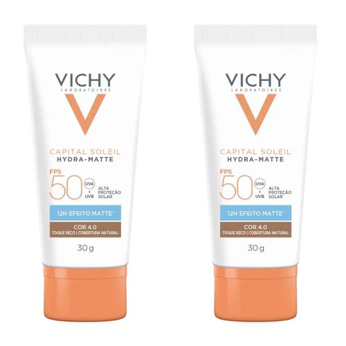 Kit com 2 Unidades de Vichy Protetor Solar Facial Capital Soleil Hydra-Matte Cor 4.0 FPS50 30g Kit com 2 Unidades de Vichy Protetor Solar Facial Capital Soleil Hydra-Matte Cor 4.0 FPS50 30g