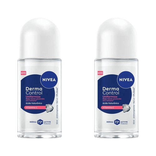 Kit com 2 Unidades de Desodorante Roll-On Nivea Derma Control Uniformiza 50ml