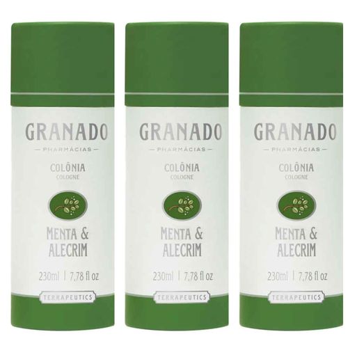 Kit com 3 Unidades de Perfume Unissex Menta & Alecrim Granado Terrapeutics Eau De Cologne 230ml Kit com 3 Unidades de Perfume Unissex Menta & Alecrim Granado Terrapeutics Eau De Cologne 230ml