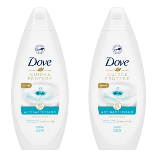 Kit com 2 Unidades de Dove Sabonete Líquido Cuida & Protege Frasco 250Ml