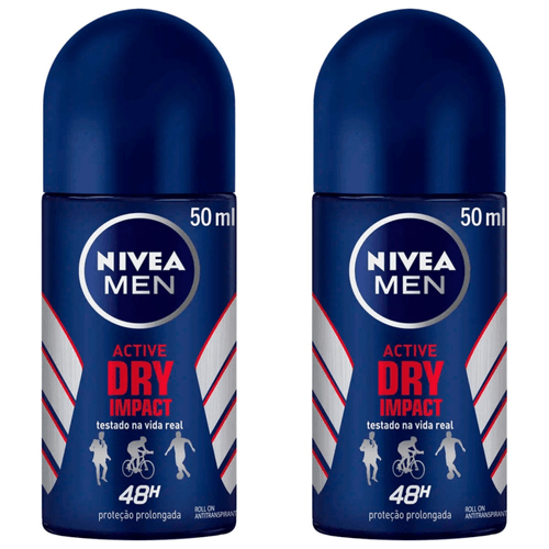 Kit com 2 Unidades de Desodorante Nivea Rollon Dry Impact 50Ml - Nivea For Men