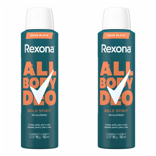 Kit com 2 Unidades de Rexona All Body Desodorante Aerossol Bold Spirit 150ml Kit com 2 Unidades de Rexona All Body Desodorante Aerossol Bold Spirit 150ml