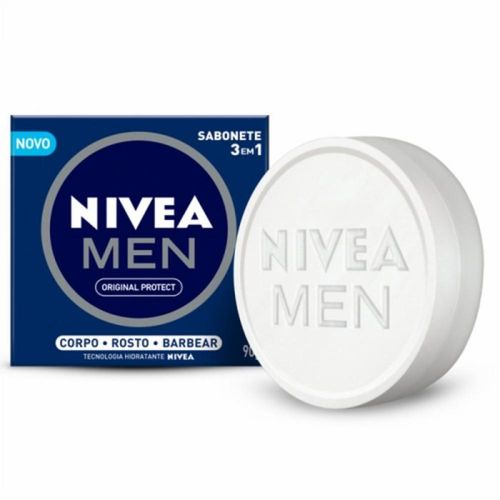 Kit com 3 Unidades de Sabonete em Barra Nivea Men 3 em 1 Original Protect 90g