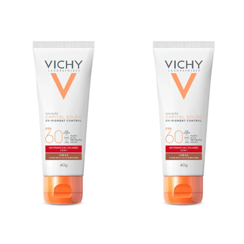 Kit com 2 Unidades de Protetor Solar Facial Vichy Capital Soleil UV-Pigment Control FPS 60 Cor 5.0 40g