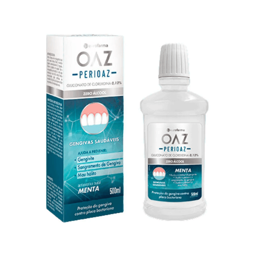Kit com 2 Unidades de Perioaz Antisséptico Bucal Menta OAZ Eurofarma 500ml Kit com 2 Unidades de Perioaz Antisséptico Bucal Menta OAZ Eurofarma 500ml