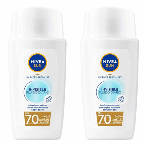 Kit com 2 Unidades de Protetor Solar Facial Nivea Sun Invisible Fluido FPS70 40ml Kit com 2 Unidades de Protetor Solar Facial Nivea Sun Invisible Fluido FPS70 40ml