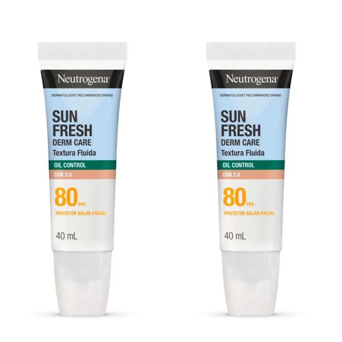 Kit com 2 Unidades de Protetor Solar Sun Fresh Derm Care Oil Control FPS 80 Cor 2.0 - 40ml Kit com 2 Unidades de Protetor Solar Sun Fresh Derm Care Oil Control FPS 80 Cor 2.0 - 40ml