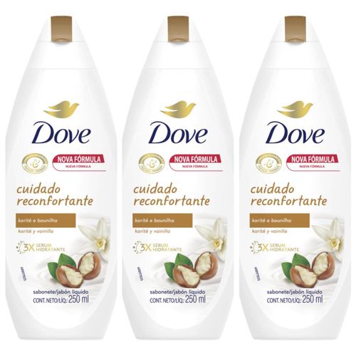 Kit com 3 Unidades de Dove Sabonete Líquido Uso Diário 250Ml Karité Kit com 3 Unidades de Dove Sabonete Líquido Uso Diário 250Ml Karité