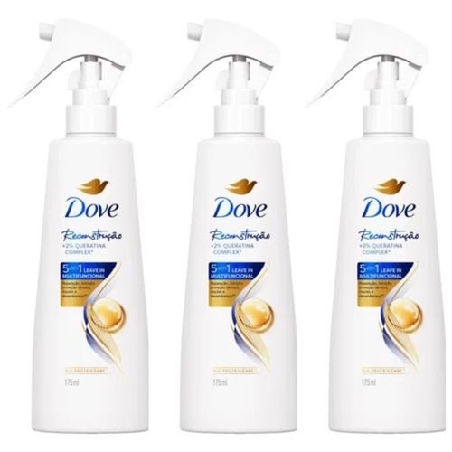Kit com 3 Unidades de Dove Leave-In Multifuncional Reconstrução Borrifador 175Ml