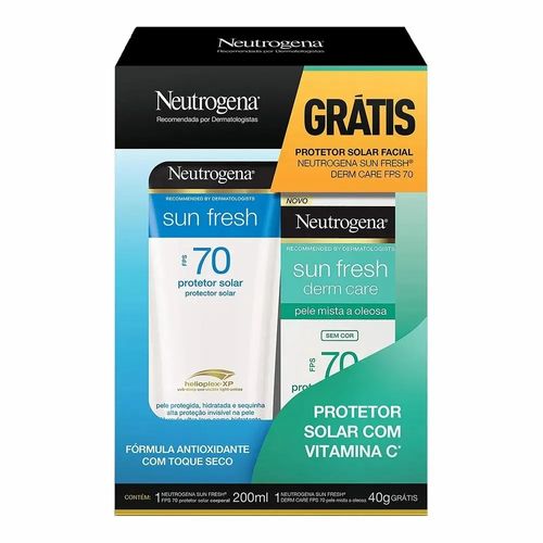 Kit com 2 Unidades de Protetor Solar Neutrogena Sun Fresh Corporal FPS 70 200ml + Protetor Solar Neutrogena Sun Fresh Fa Kit com 2 Unidades de Protetor Solar Neutrogena Sun Fresh Corporal FPS 70 200ml + Protetor Solar Neutrogena Sun Fresh Fa