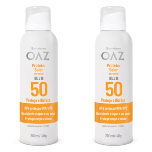 Kit com 2 Unidades de OAZ Protetor Solar Aerosol FPS 50 200ml