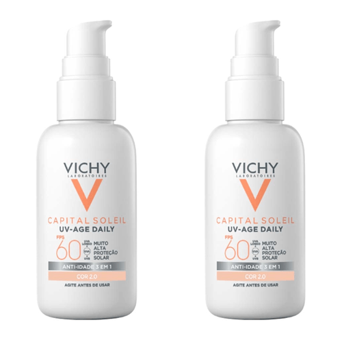 Kit com 2 Unidades de Protetor Solar Capital Soleil UV-Age Daily Vichy FPS60 Cor 2.0 - 40g