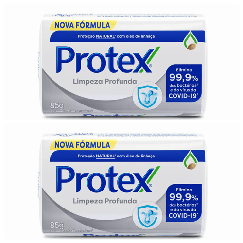 Kit com 2 Unidades de Sabonete em Barra Antibacteriano Original Protex Limpeza Profunda 85g Kit com 2 Unidades de Sabonete em Barra Antibacteriano Original Protex Limpeza Profunda 85g