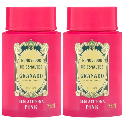 Kit com 2 Unidades de Removedor de Esmaltes Granado sem Acetona Pink 75ml