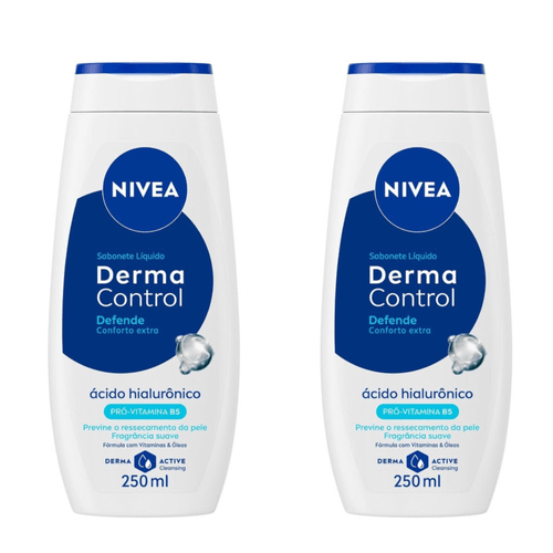 Kit com 2 Unidades de Sabonete Líquido Nivea Derma Control Defende 250ml