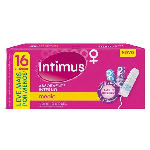 Kit com 2 Unidades de Intimus Absorvente Interno Médio 16 Unidades Kit com 2 Unidades de Intimus Absorvente Interno Médio 16 Unidades